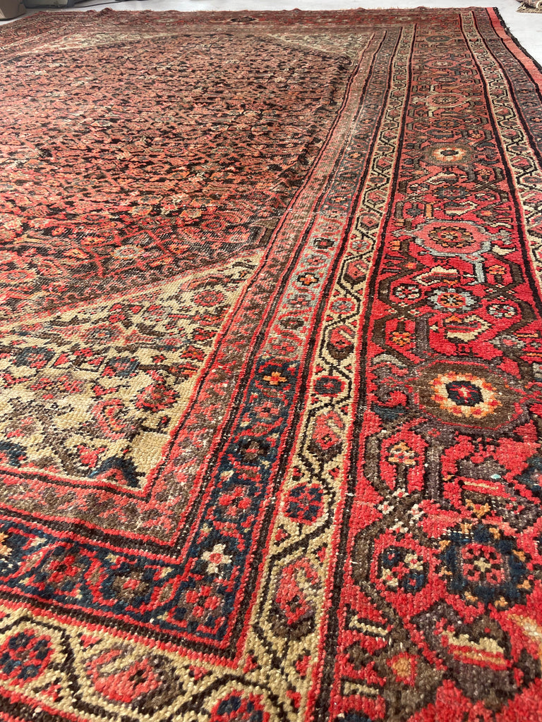 GORGEOUS Large & Muted Antique Persian Kurd-Malayer | Charcoal, Purple, Taupe, Grey, Moss, Rust, More | ~ 11 x 14