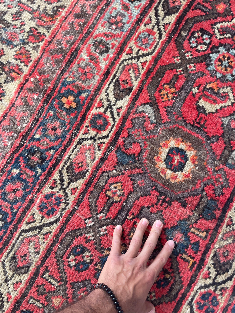 GORGEOUS Large & Muted Antique Persian Kurd-Malayer | Charcoal, Purple, Taupe, Grey, Moss, Rust, More | ~ 11 x 14