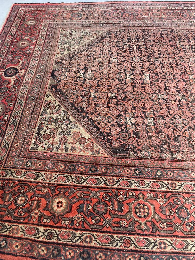 GORGEOUS Large & Muted Antique Kurd-Malayer | Charcoal, Purple, Taupe, Grey, Moss, Rust, More | ~ 11 x 14