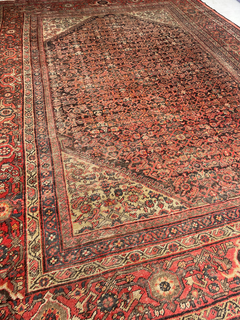 GORGEOUS Large & Muted Antique Persian Kurd-Malayer | Charcoal, Purple, Taupe, Grey, Moss, Rust, More | ~ 11 x 14