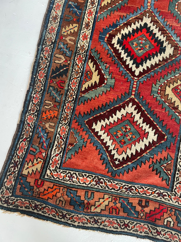 HYPNOTIC ANTIQUE SHAHSAVAN Runner | Rare Piece | Variations of Rust to Sunset with Divine Blues | ~ 3.6 x 10