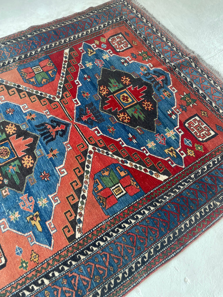 SOLD | RARE SQUARE | Beautiful Vintage Kazak with Tons of Abrash | ~ 6 x 6.8