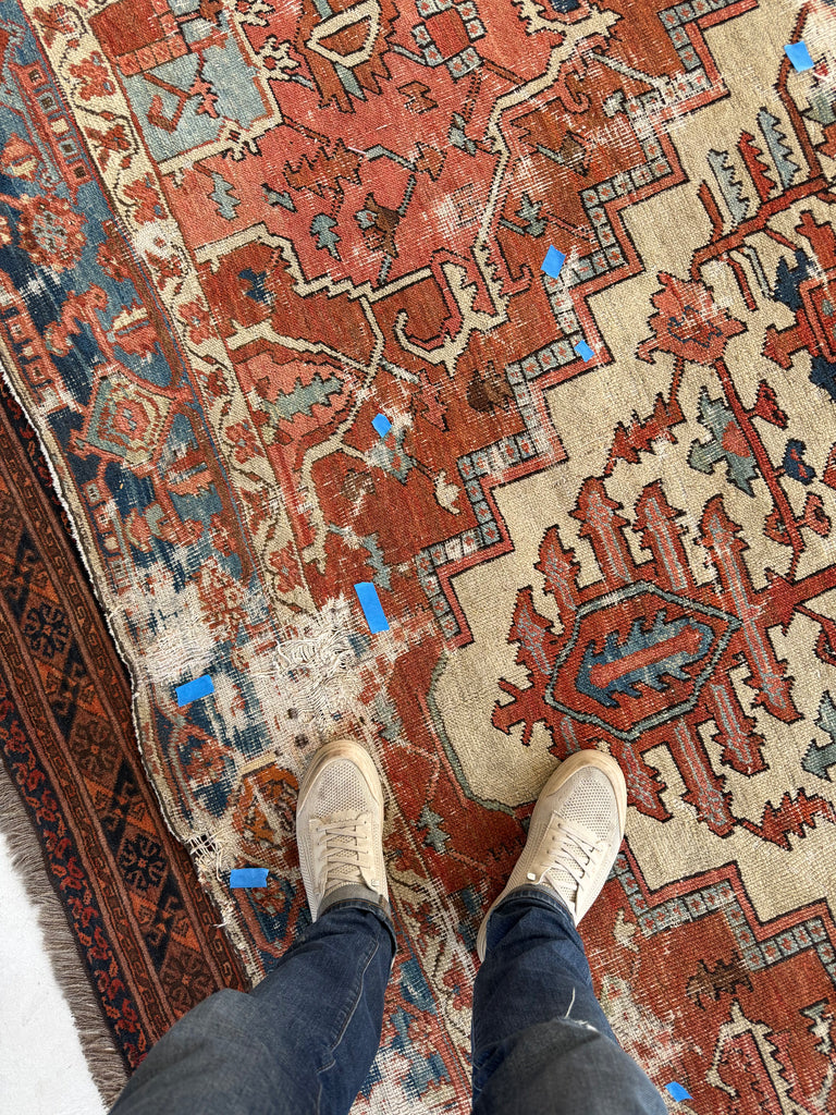 RESERVED FOR KAYLIN*** final payment: ANCIENT & GORGEOUS Antique Persian Serapi | Unreal Colors & Patina | ~ 9.7 x 11.4
