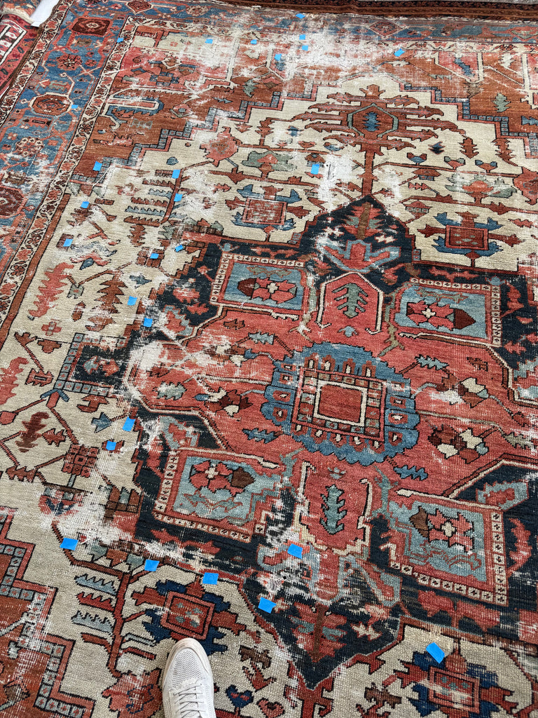 RESERVED FOR KAYLIN*** final payment: ANCIENT & GORGEOUS Antique Persian Serapi | Unreal Colors & Patina | ~ 9.7 x 11.4
