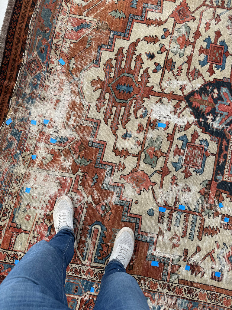 RESERVED FOR KAYLIN*** payment 1: ANCIENT & GORGEOUS Antique Persian Serapi | Unreal Colors & Patina | ~ 9.7 x 11.4