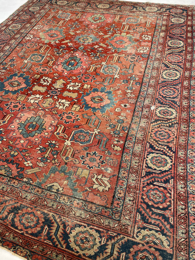 MARVELOUS "Harshang" Heriz | Muted Organic Dyes in Rare Design | 10.3 x 12.9