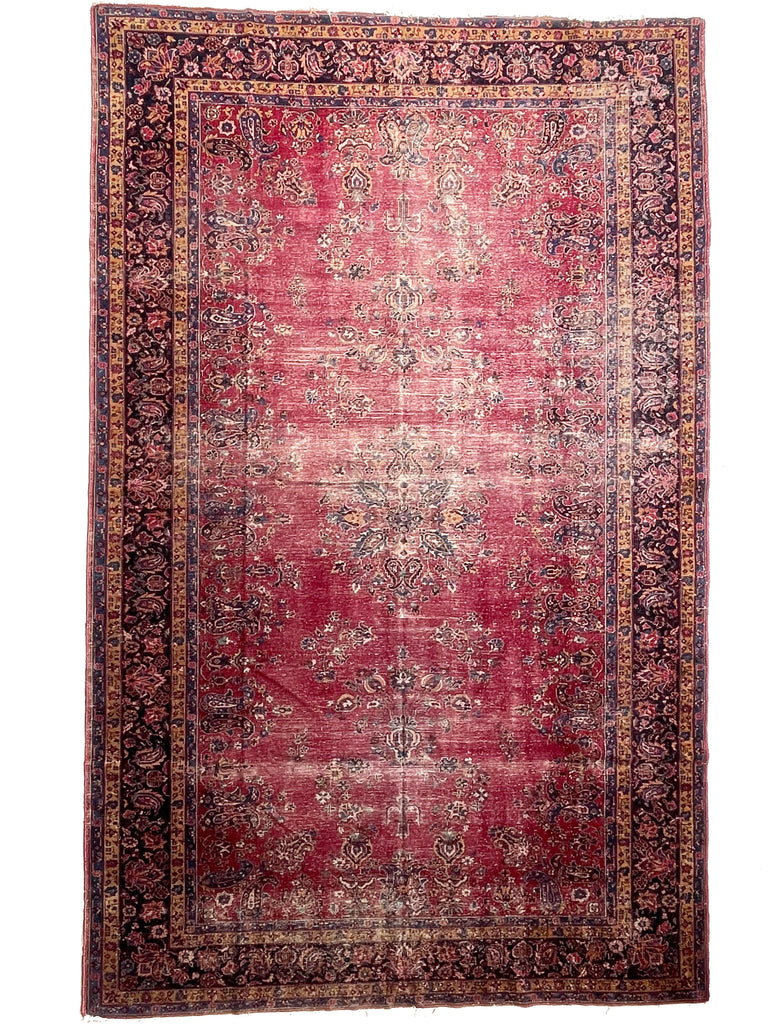 MASSIVE PALACE SIZE Antique Rug | Turkish Sivas with Classical Design in Blush Pink and Navy with Camel Palatial Rug | 9.2 x 14.9