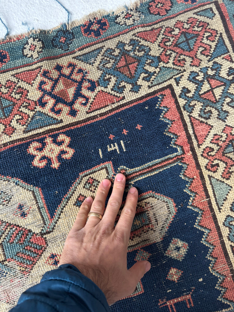 SUPERB ANCIENT Rare Caucasian Runner | DATED C.     | Gorgeous Look, Worn to Perfection | 3.10 x 7.3