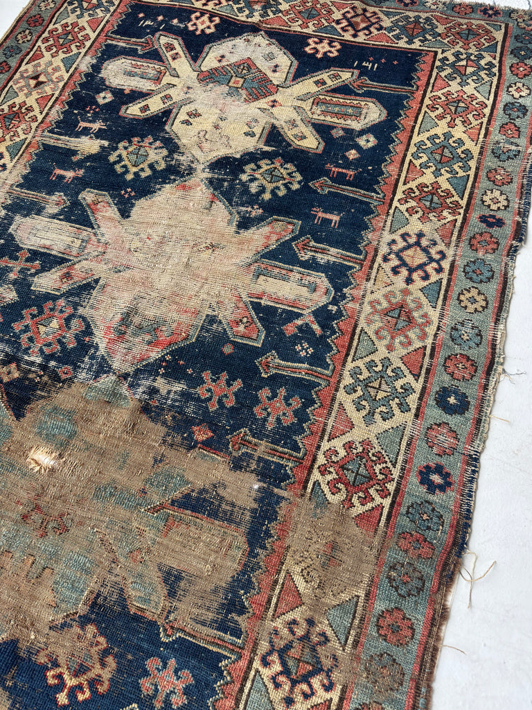 SUPERB ANCIENT Rare Caucasian Runner | DATED C.     | Gorgeous Look, Worn to Perfection | 3.10 x 7.3