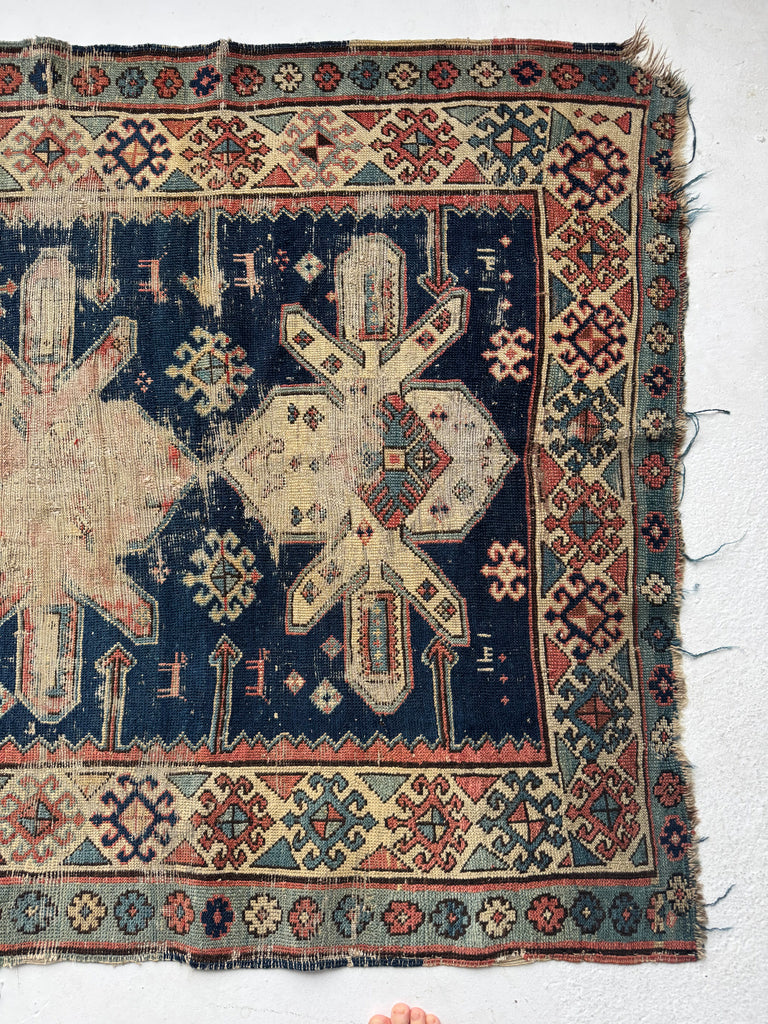 SUPERB ANCIENT Rare Caucasian Runner | DATED C.     | Gorgeous Look, Worn to Perfection | 3.10 x 7.3