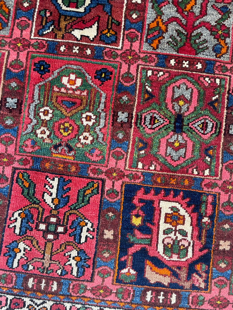 CHEERFUL Semi-Antique Persian Bakhtiari with Iconic Garden Design | Wonderful Colors | 7.2 x 10.7