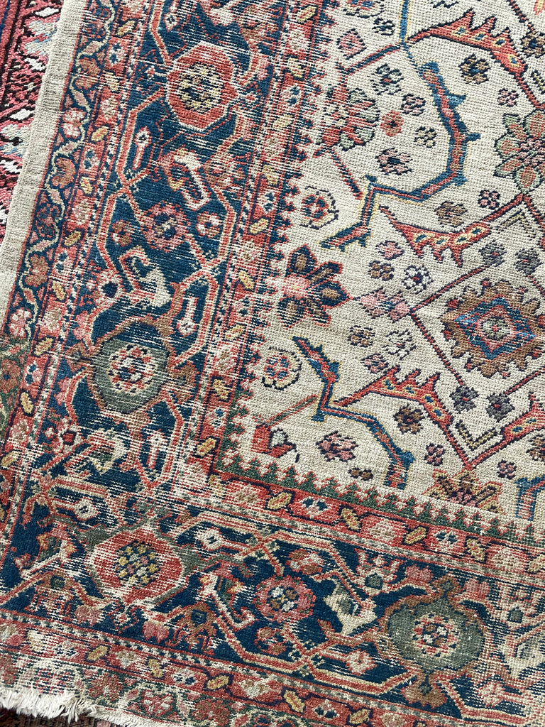 SOLD | MUTED BEAUTY Antique Persian Mahal | Terracotta, Green, Dirty Linen-Taupe, Walnut, Blue | 10 x 13