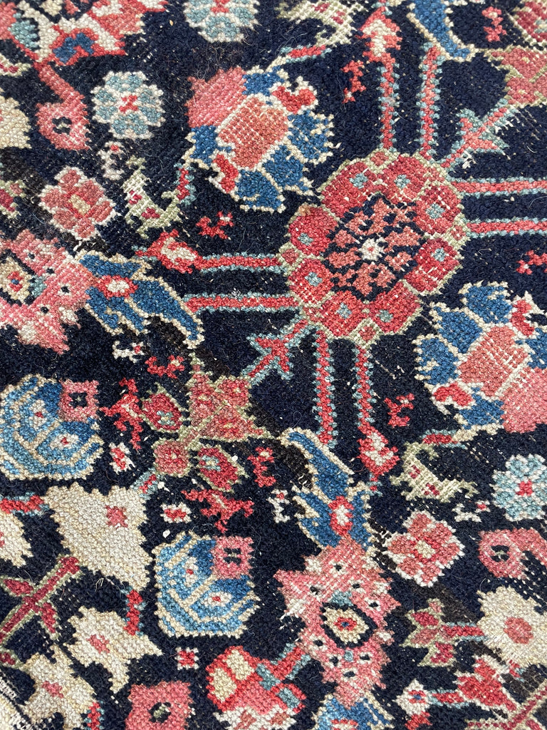 STUNNING Lattice Pattern Room-Size Antique Persian Feraghan, C. 1910-20 | Indigo, Pistachio Green, Ice Blue, Coral | 10.2 x 12.10