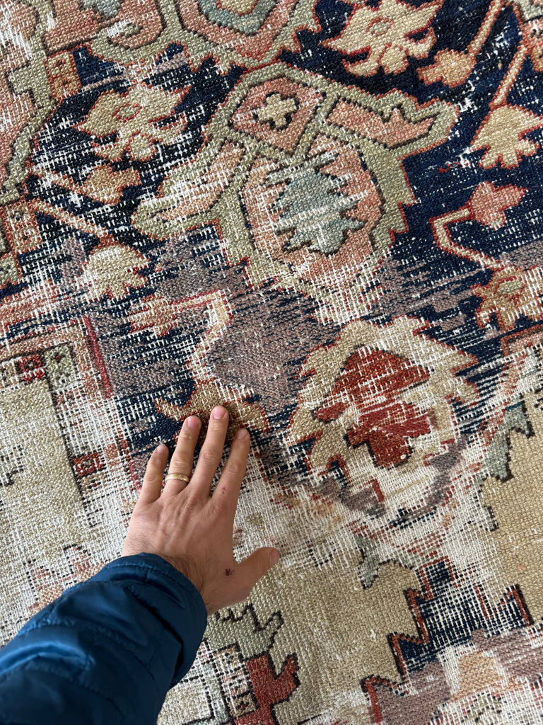 RESERVED FOR KATIE*** Payment 1 - GORGEOUSLY WORN 19th Century Antique Persian SERAPI | Sage Green, Rose, Camel, Rust | 10.3 x 12.2