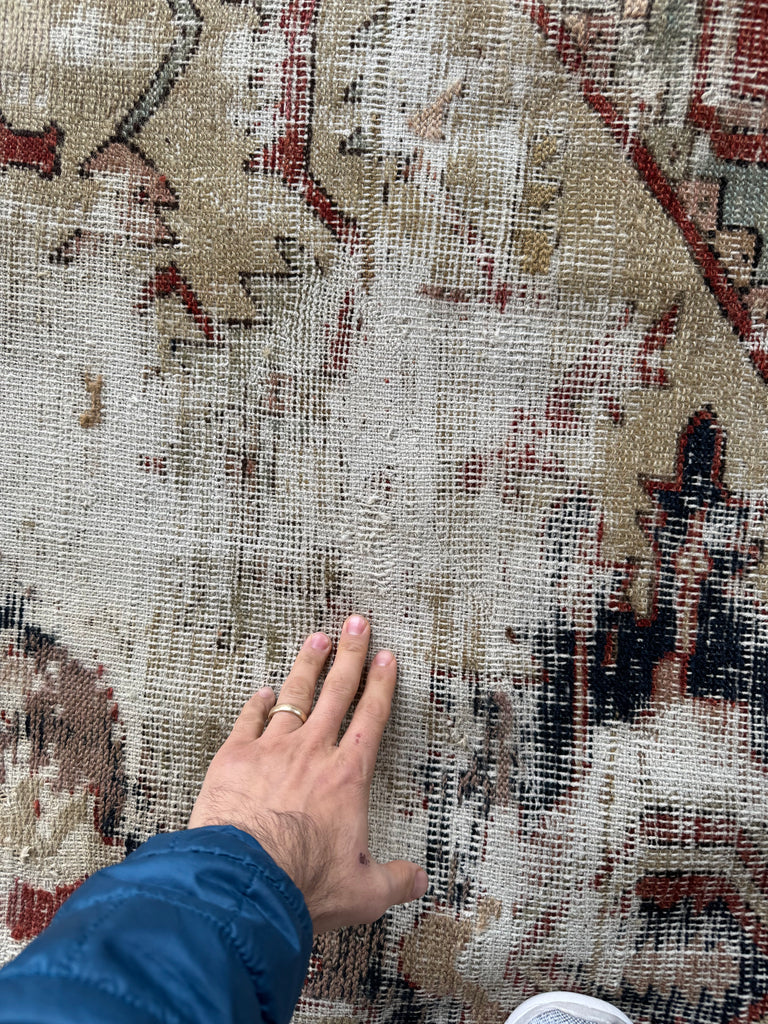 RESERVED FOR KATIE*** Payment 1 - GORGEOUSLY WORN 19th Century Antique Persian SERAPI | Sage Green, Rose, Camel, Rust | 10.3 x 12.2