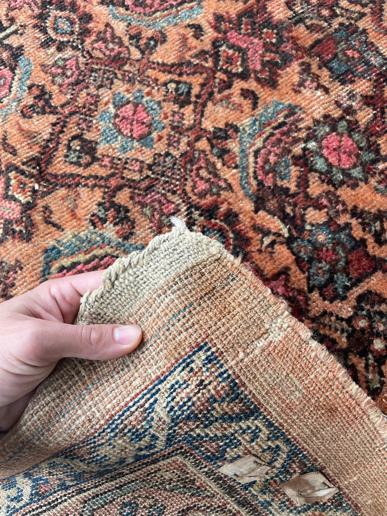 RESERVED FOR PHOTOSHOOT*** BEAUTIFUL Apricot & Ice Blue Antique Mahal | Unique Color with Nice Plush Wool | 8 x 10