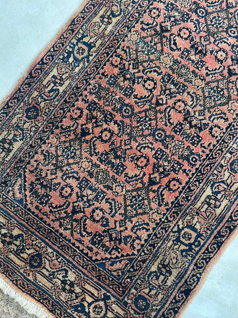 RESERVED FOR PHOTOSHOOT*** ~ 20 FOOT LONG Deep Coral & Glowiinng Blush with Indigo & Army Green Runner | 2.8 x 19.7