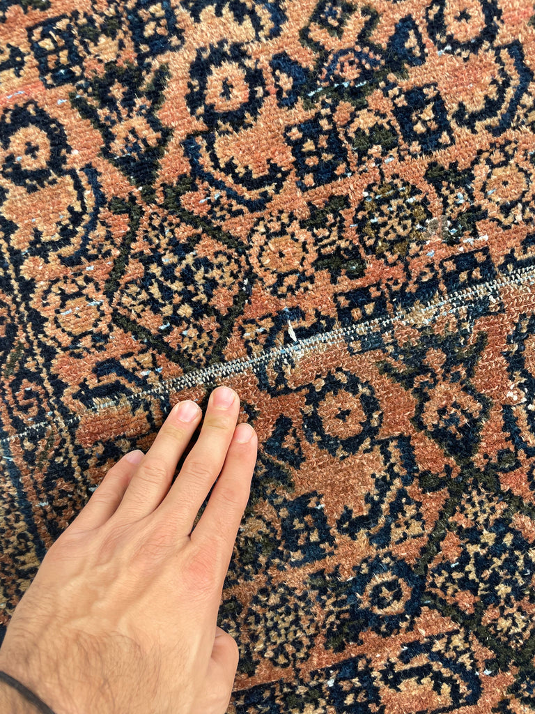 RESERVED FOR PHOTOSHOOT*** ~ 20 FOOT LONG Deep Coral & Glowiinng Blush with Indigo & Army Green Runner | 2.8 x 19.7