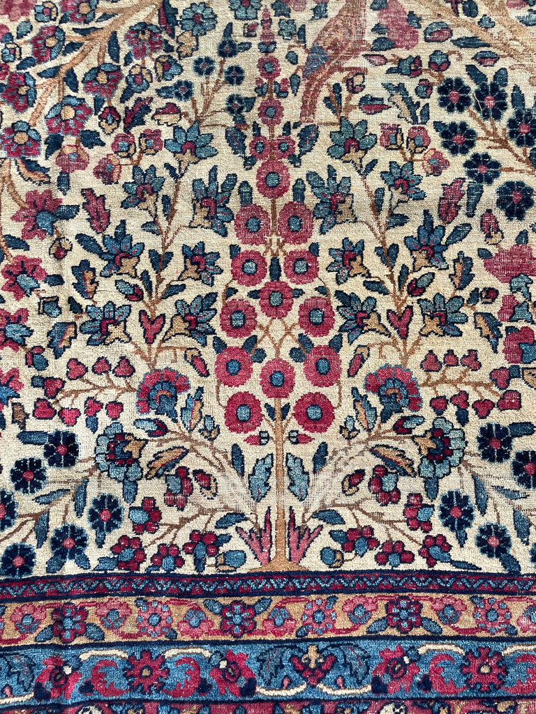 SOLD | TREE OF LIFE with Birds of Paradise  Bird Birder | Antique Kerman Lavar with Incredible Colors | 10.7 x 14