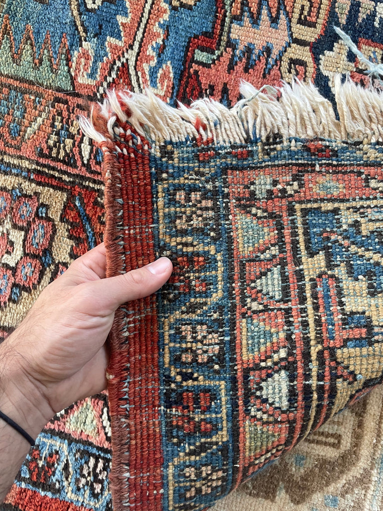 BEING RESTORED - WILL BE AVAILABLE IN 2024*** ECLECTIC & Funky Antique Heriz Rug | Fantastic Personality & Colors, C. 1910-20's | 9 x 12