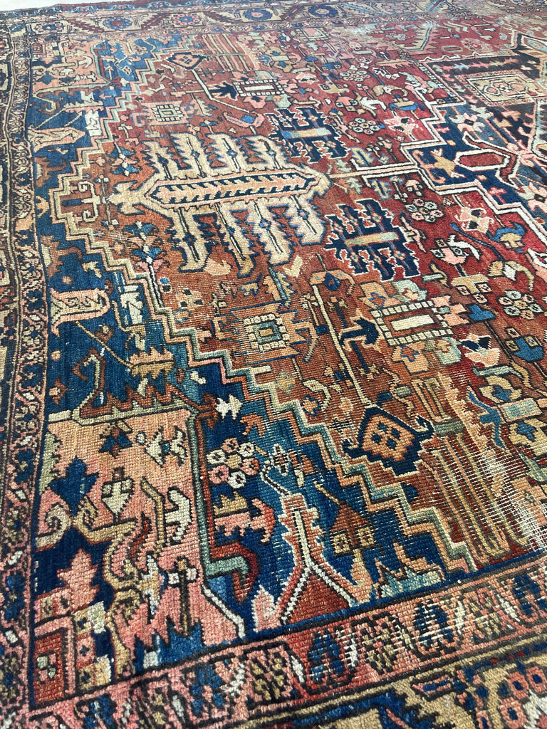 BEING RESTORED - WILL BE AVAILABLE IN 2024*** ECLECTIC & Funky Antique Heriz Rug | Fantastic Personality & Colors, C. 1910-20's | 9 x 12