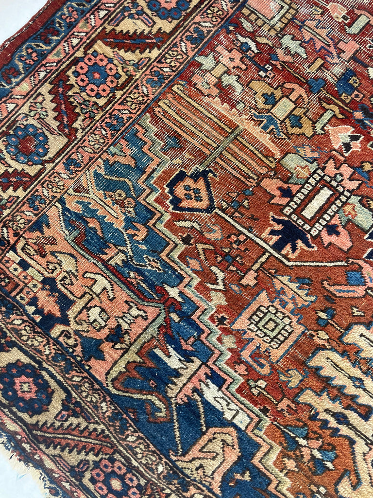 BEING RESTORED - WILL BE AVAILABLE IN 2024*** ECLECTIC & Funky Antique Heriz Rug | Fantastic Personality & Colors, C. 1910-20's | 9 x 12