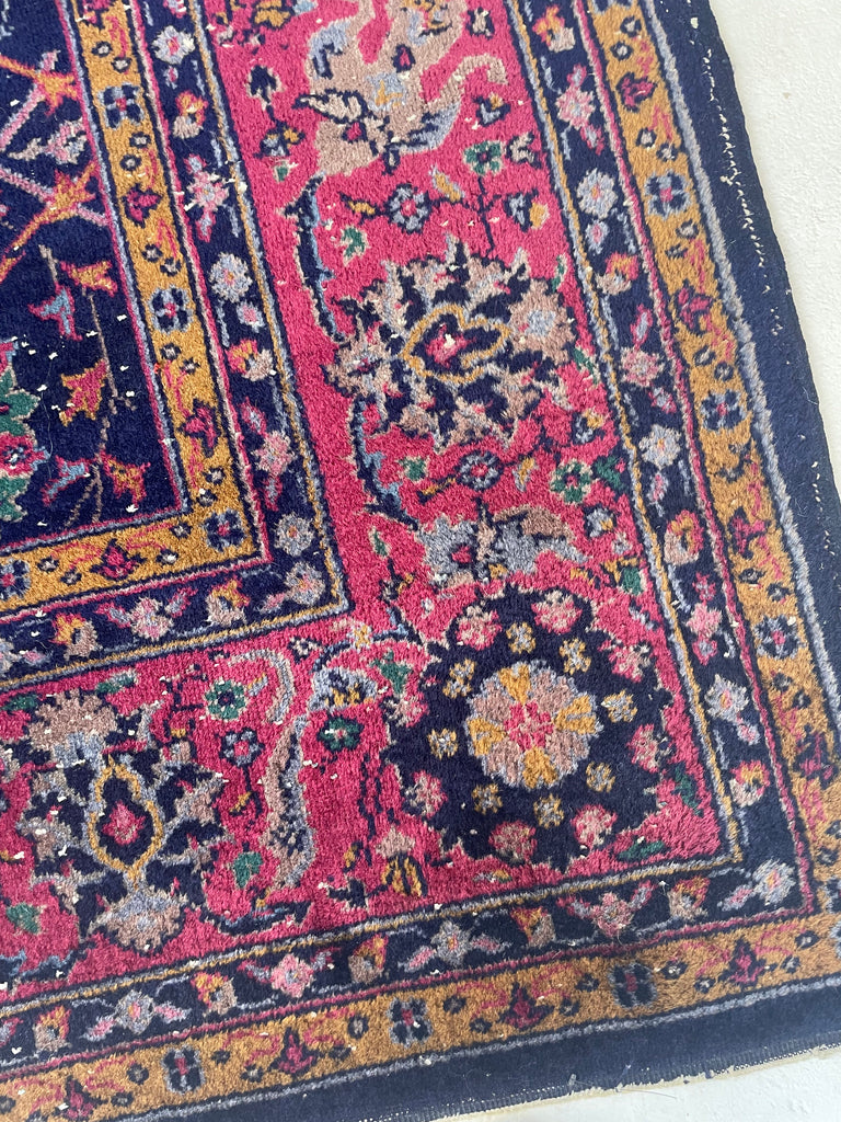 SPLENDID Vintage Turkish Tabriz Design | Magenta, Navy, Emerald Green, Saffron, Marigold | 9.3 x 12.2