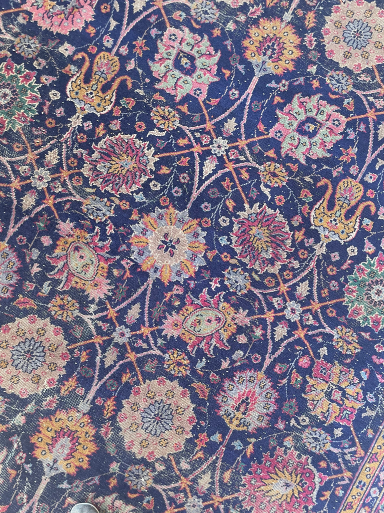 SPLENDID Vintage Turkish Tabriz Design | Magenta, Navy, Emerald Green, Saffron, Marigold | 9.3 x 12.2