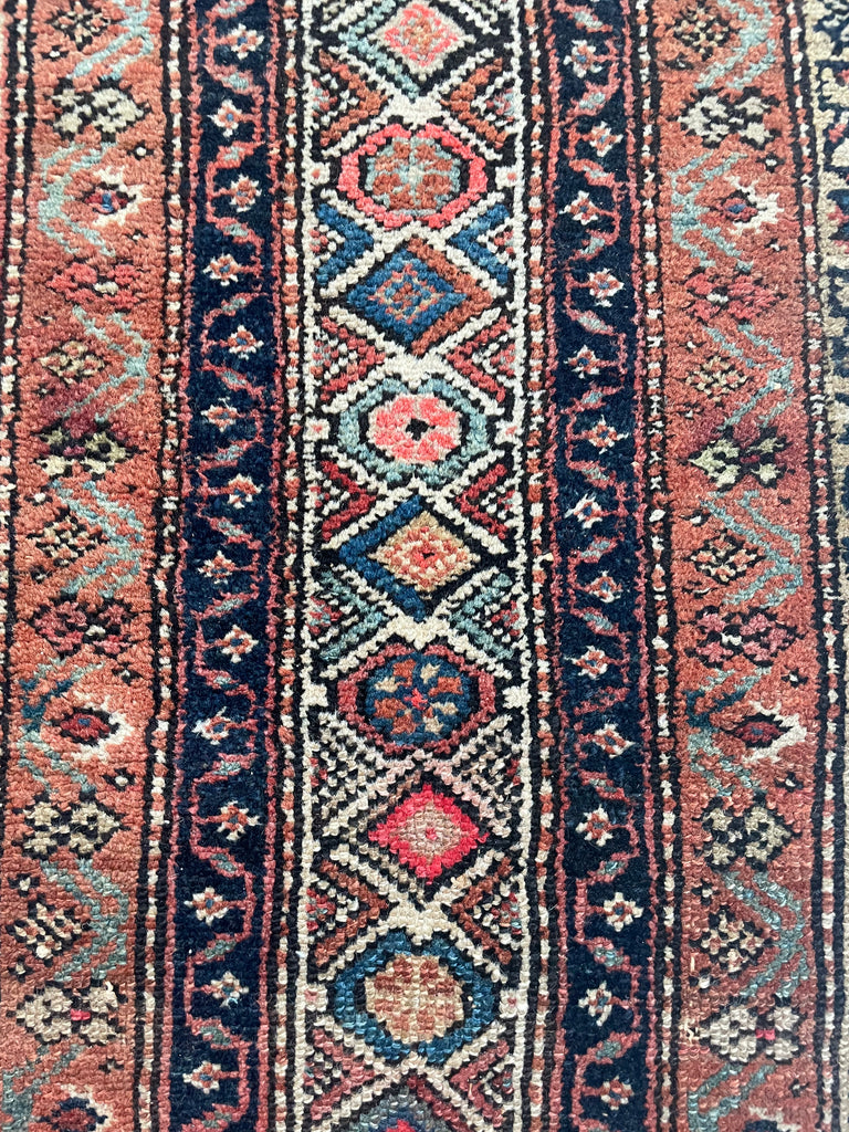 RARE SIZE Kurdish Gallery Runner Carpet  | Terracotta, Clay, Rust, Purple, Green, Blues, Etc |  6.6 x  12.4