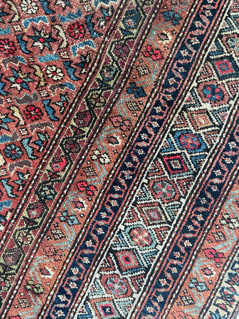 RARE SIZE Kurdish Gallery Runner Carpet  | Terracotta, Clay, Rust, Purple, Green, Blues, Etc |  6.6 x  12.4