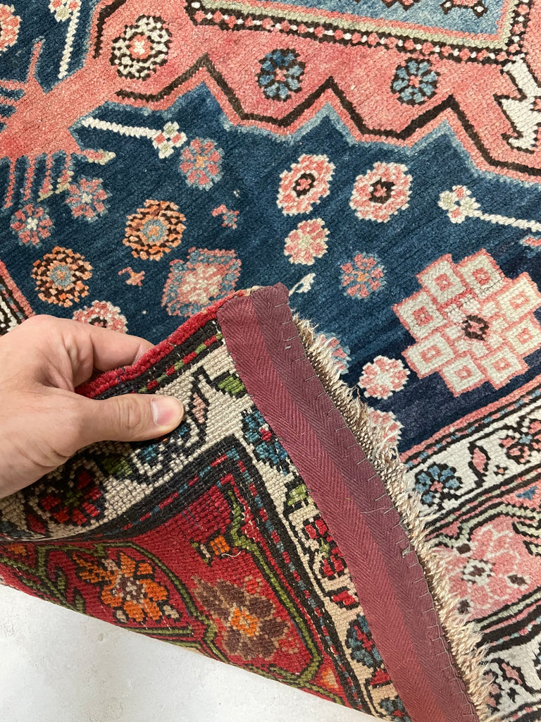 JAW DROPPING Antique Tribal GEM | Symbolic Immortal Peacock Akstafa Design with Blush, Indigo, Seafoam, Tangerine | 3.10 x 9.7