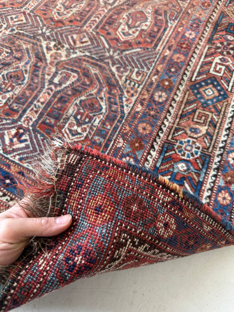 MATRIARCH Weaving | Antique Southwest Khamseh Repeating Circle of Life Boteh Mother-Child Motifs | 4.2 x 6.2