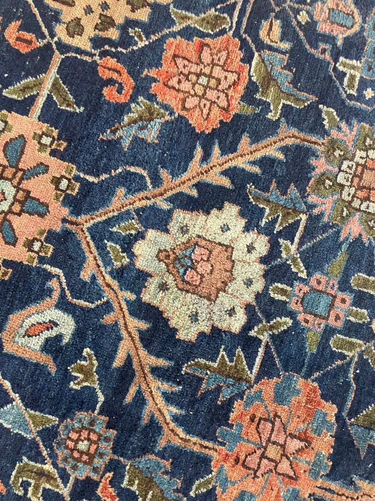 SOLD | DIVINE Palmette & Willow Tree Antique Central Persian Carpet | DeVOL Green, Indigo, Coral-Blush, Army & Sage Green, Pastel, Blue, Wheat, etc | 7.10 x 10.4