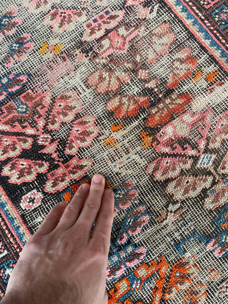 LOVELY Antique Kurdish Runner with Oxidized Browns, Pinks, Tangerine & More | 3.2 x 8.9
