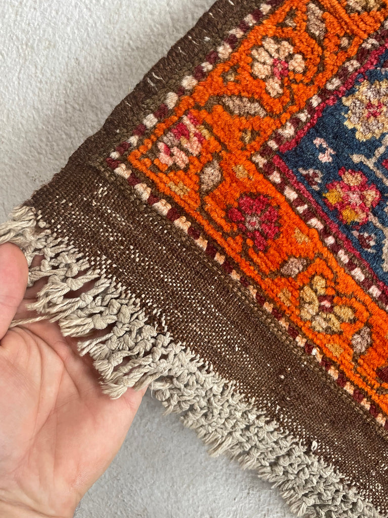 SOLD | MAGNIFICENT Vintage Runner with Lush Wool filled with Glacier Steel Blues & Sunset Hues | 3.4 x 12.9