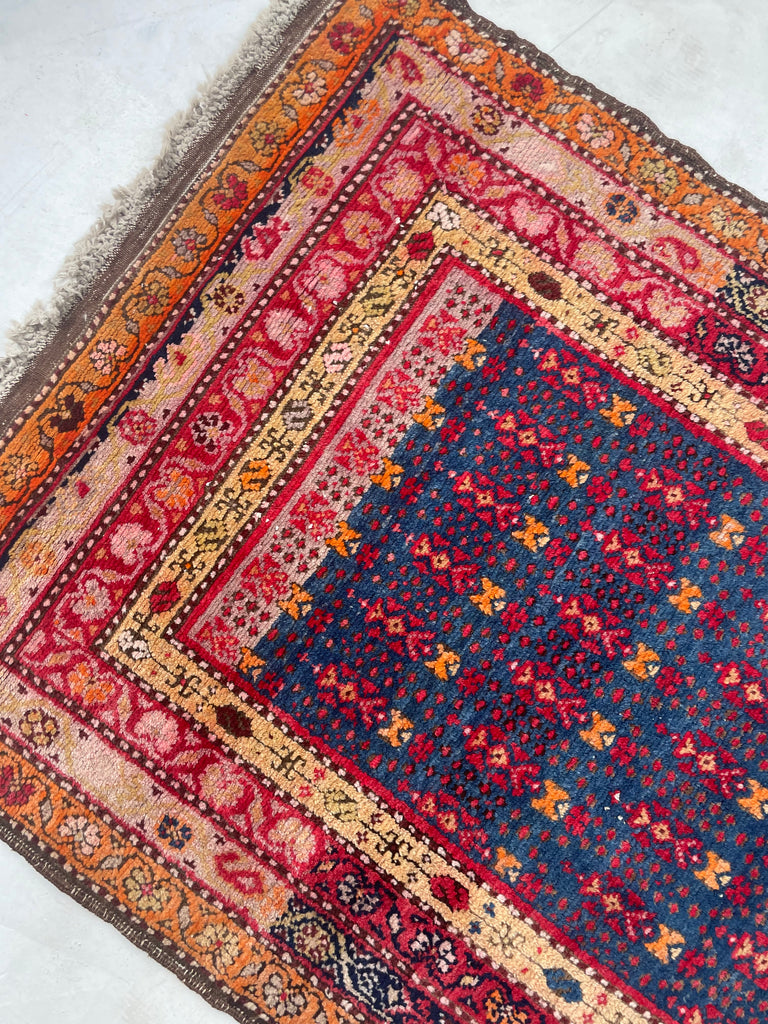 SOLD | MAGNIFICENT Vintage Runner with Lush Wool filled with Glacier Steel Blues & Sunset Hues | 3.4 x 12.9