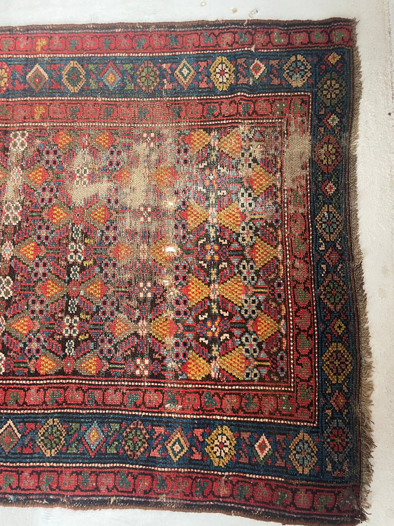 SOLD | LONG 17 FOOT Stunner | Antique Lattice Design Throughout with Amazing Greens | 3.4 x 17
