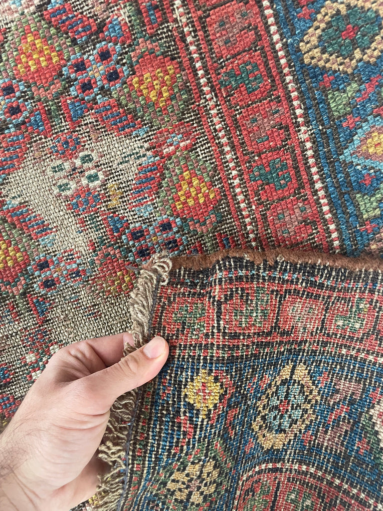 SOLD | LONG 17 FOOT Stunner | Antique Lattice Design Throughout with Amazing Greens | 3.4 x 17