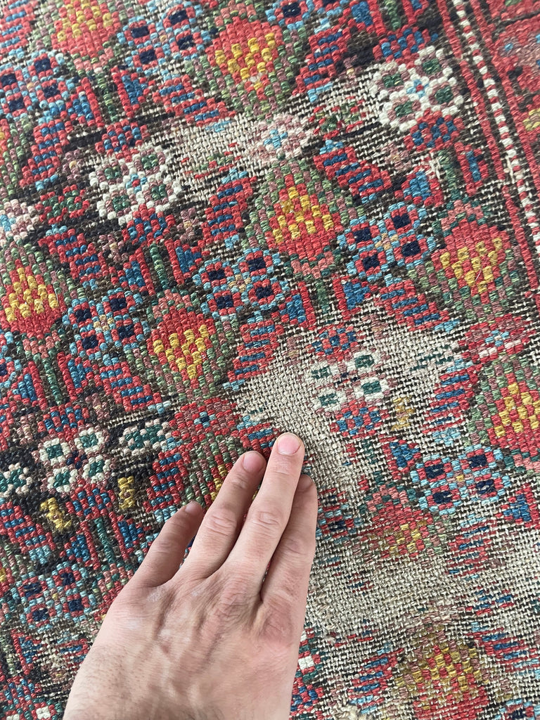 SOLD | LONG 17 FOOT Stunner | Antique Lattice Design Throughout with Amazing Greens | 3.4 x 17