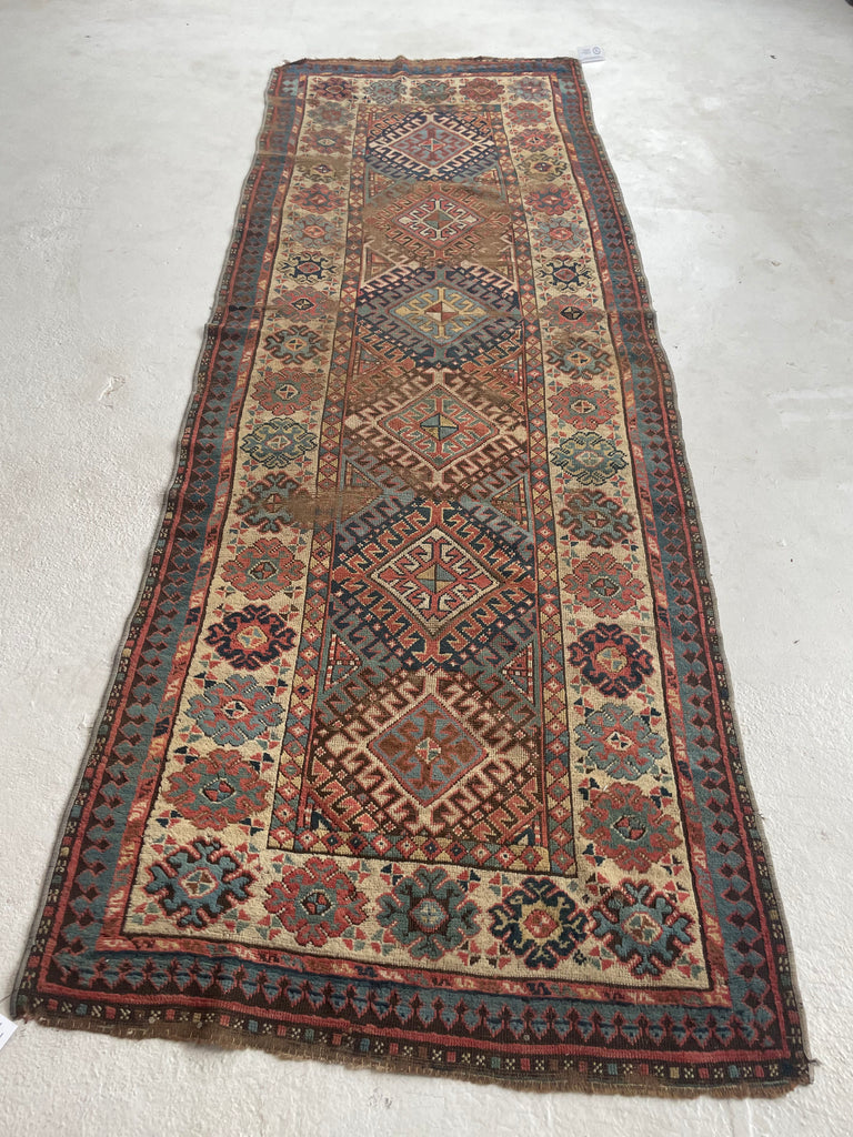SOLD | FANTASTIC Antique Kazak Runner | Tribal Beauty with Mature Dyes & Iconic Design | 3.6 x 10