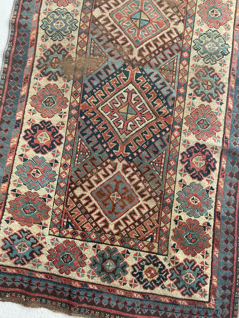 SOLD | FANTASTIC Antique Kazak Runner | Tribal Beauty with Mature Dyes & Iconic Design | 3.6 x 10