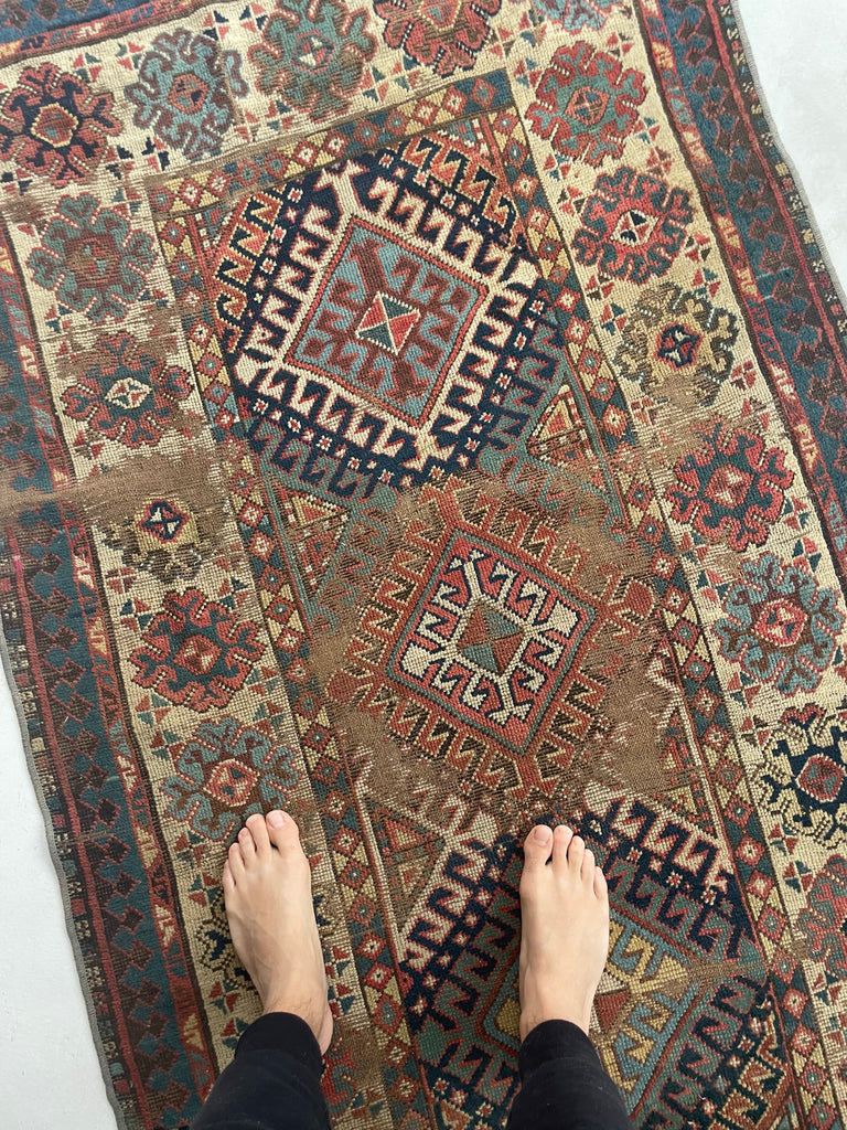 SOLD | FANTASTIC Antique Kazak Runner | Tribal Beauty with Mature Dyes & Iconic Design | 3.6 x 10