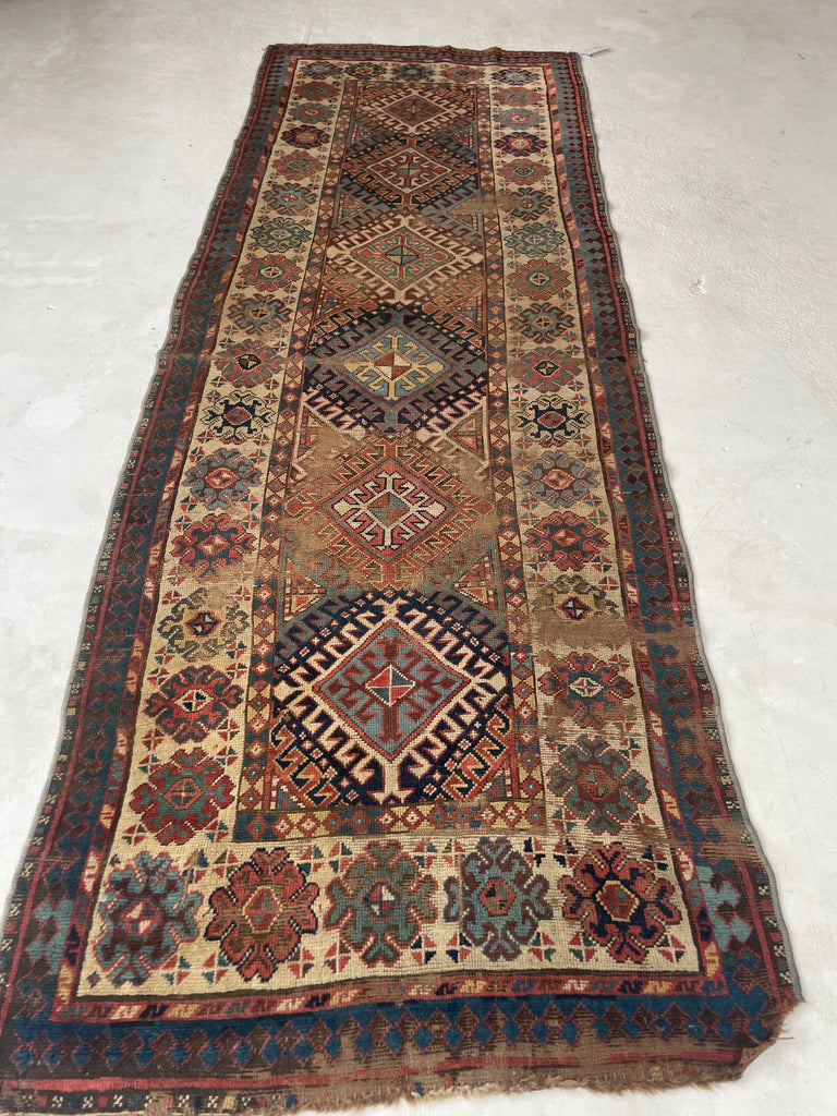 SOLD | FANTASTIC Antique Kazak Runner | Tribal Beauty with Mature Dyes & Iconic Design | 3.6 x 10