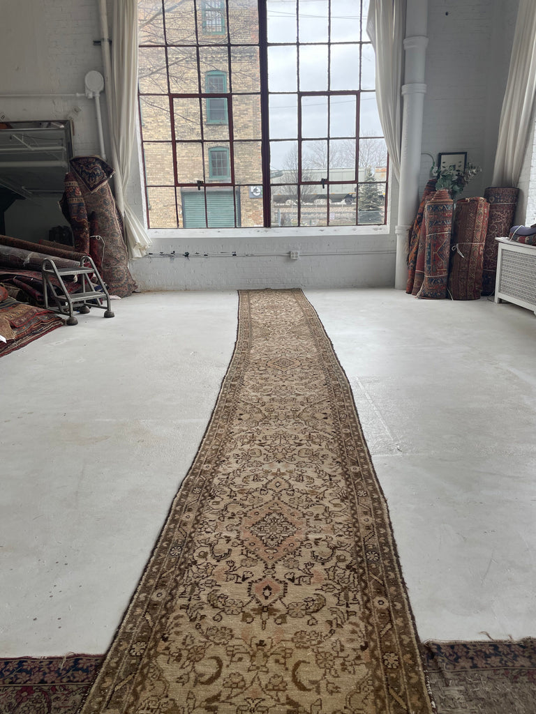 21 FOOT LONG Botanical Beauty! Narrow Stair Runner in Unique Softer Hues | 2.7 x 21.4