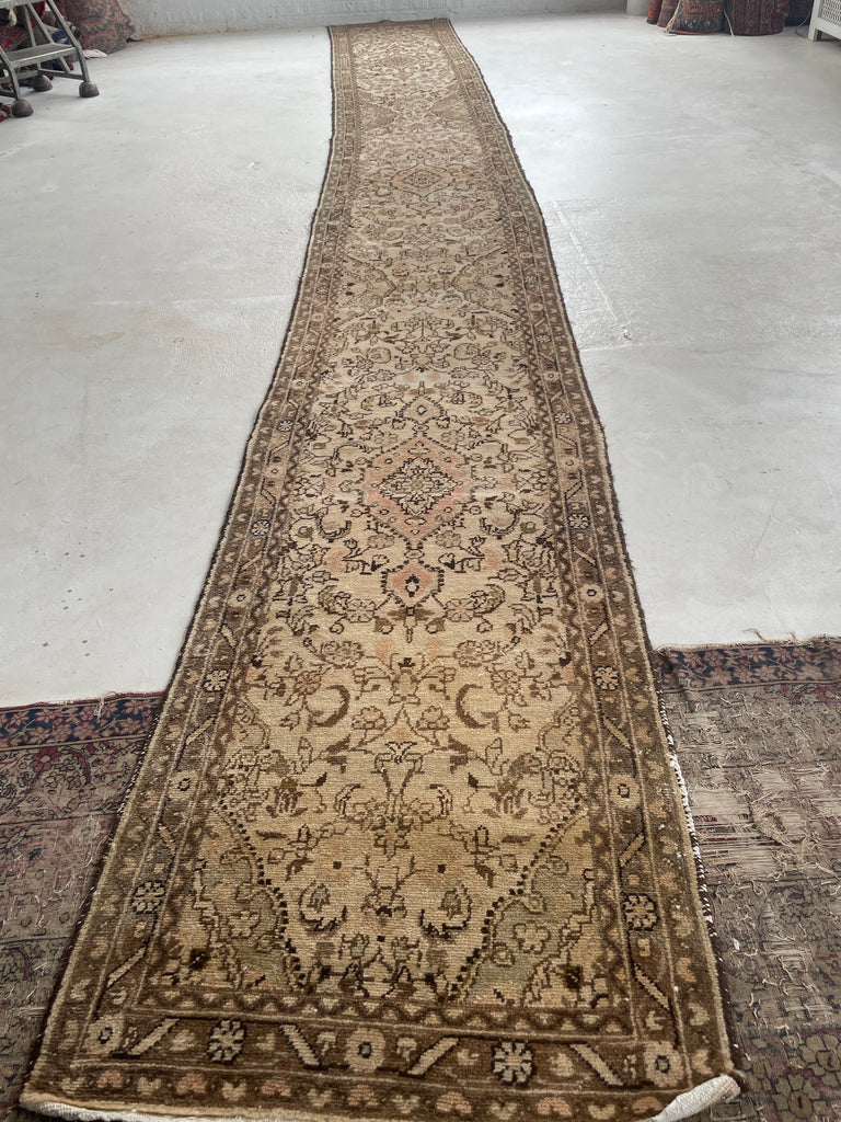 21 FOOT LONG Botanical Beauty! Narrow Stair Runner in Unique Softer Hues | 2.7 x 21.4