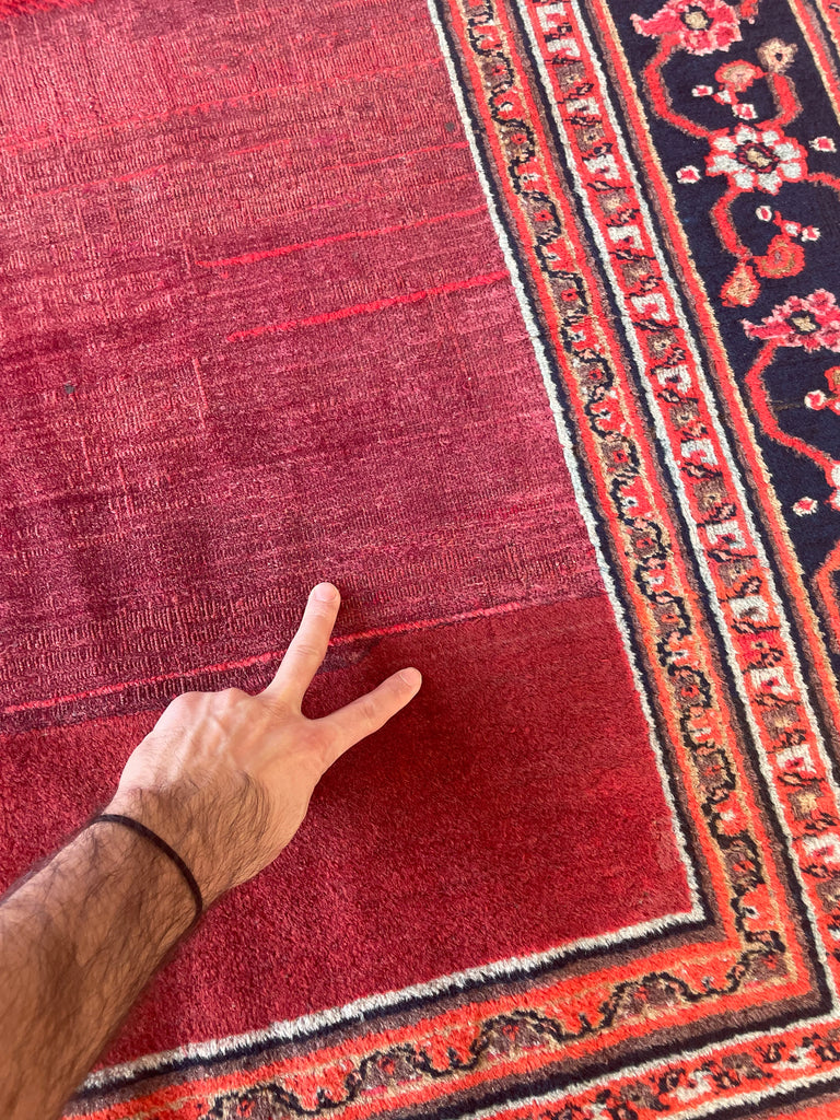 UNREAL PALATIAL ANTIQUE CARPET | Northeast Khorrassan Gem with Smokey Wine, Antique Ruby, Soft-Glacier Blue, Apricot | 13.2 x 15.7