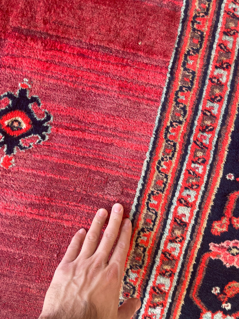 UNREAL PALATIAL ANTIQUE CARPET | Northeast Khorrassan Gem with Smokey Wine, Antique Ruby, Soft-Glacier Blue, Apricot | 13.2 x 15.7