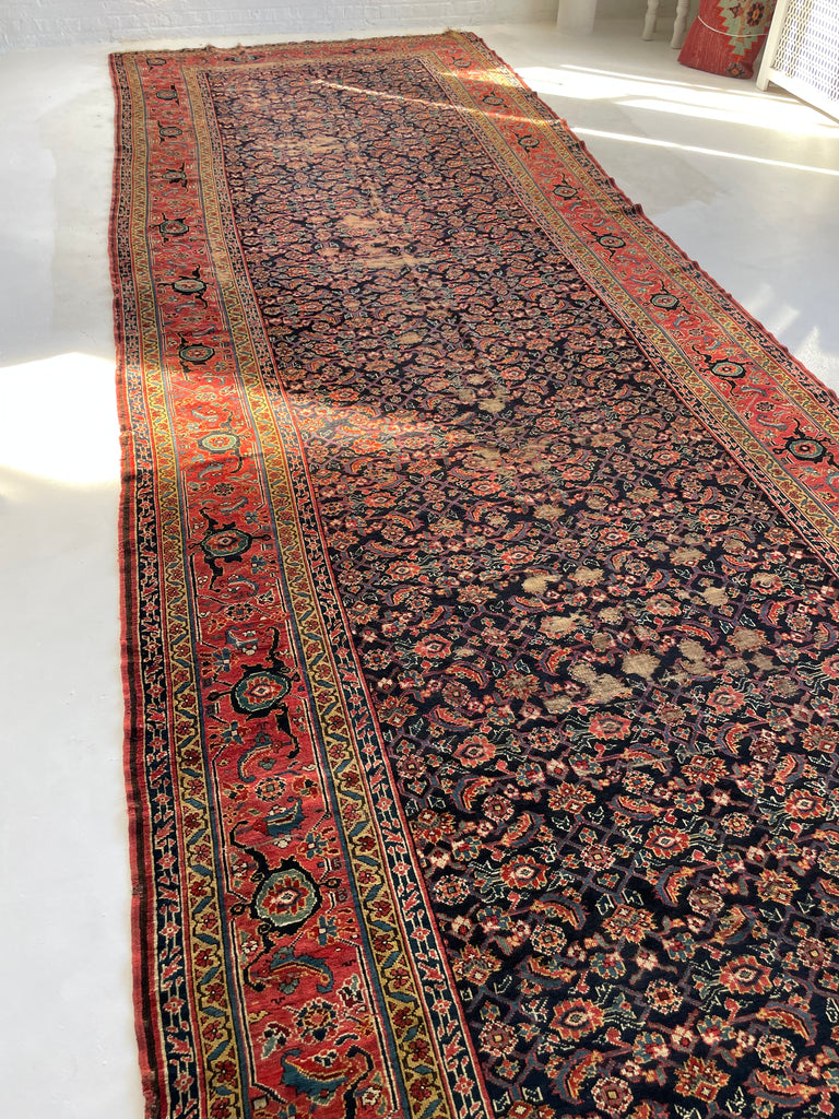 RARE SIZE Antique Kurdish Kelleh Gallery Runner | C. 1900's with Gorgeous Dyes | 7.4 x 19.5
