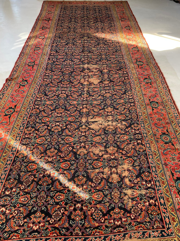 RARE SIZE Antique Kurdish Kelleh Gallery Runner | C. 1900's with Gorgeous Dyes | 7.4 x 19.5
