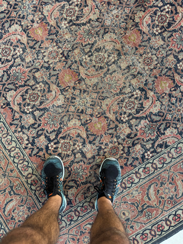 LOVELY European Sized Antique Water-Garden Tabriz | Pistachio Green, Rust, Rose, Walnut | 7.8 x 12.8